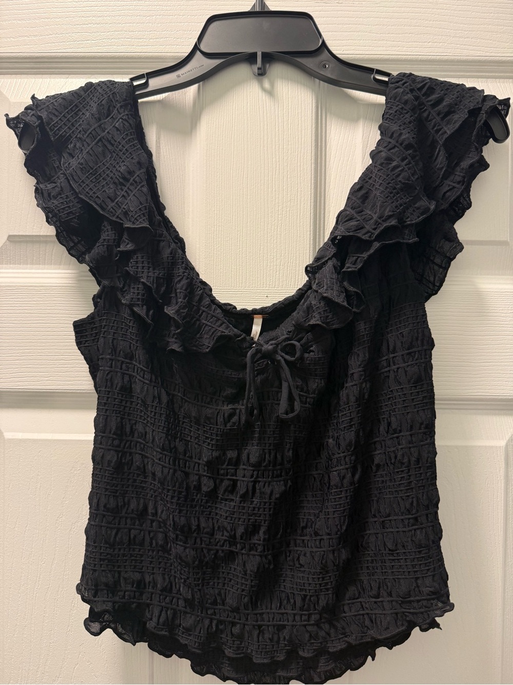 Free People Black Ruffle Smocked Camisole
